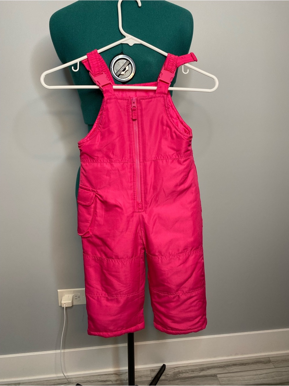London Fog Bright Pink Kids Snow Bib Overalls